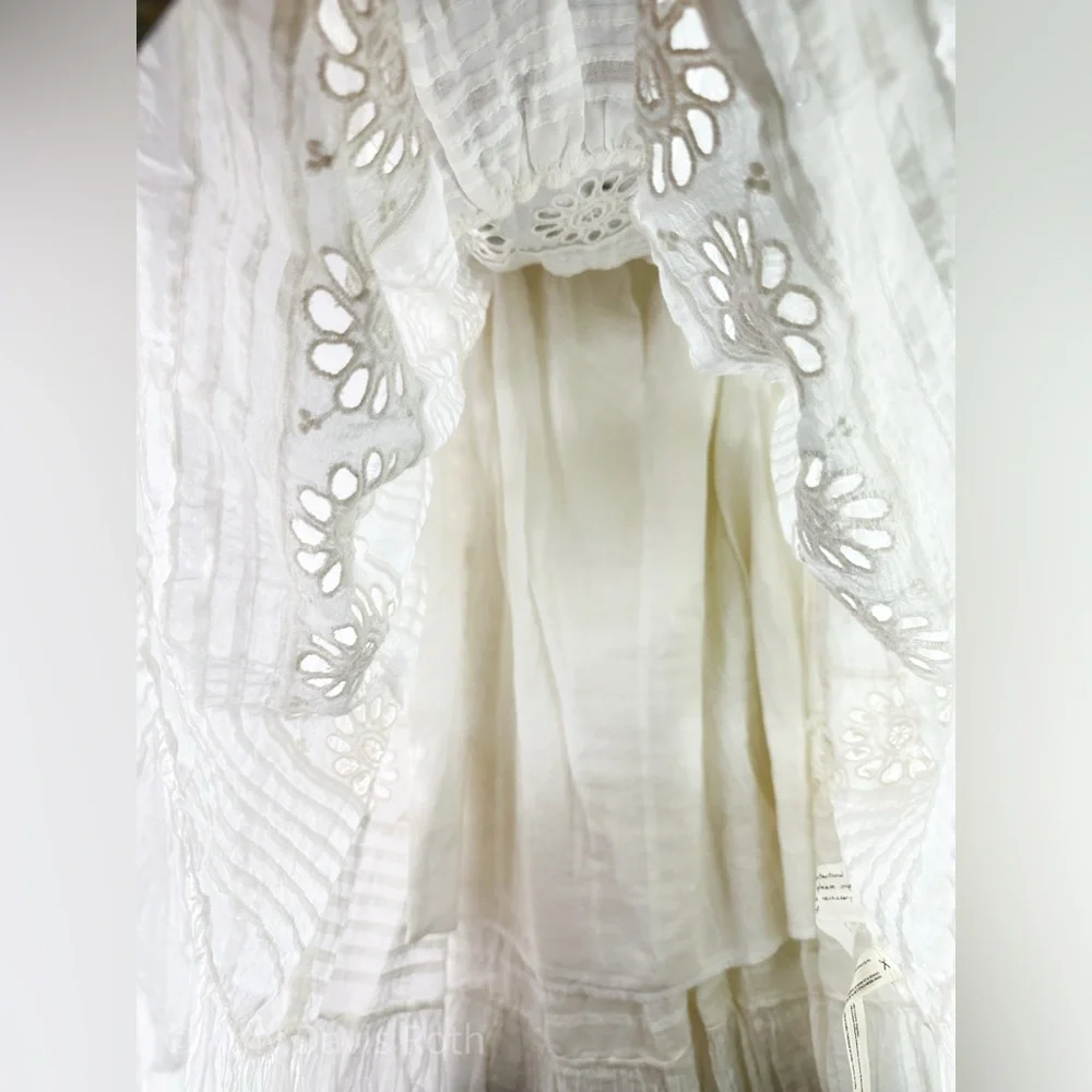 Free People One Lorelai Midi Skirt in White size Medium NWOT